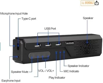 3 in 1 USB Computer Speaker with Microphone, PC Laptop Desktop Conference Speaker with Mic for Smart Home Office and Online Study,360 Degree Enhanced