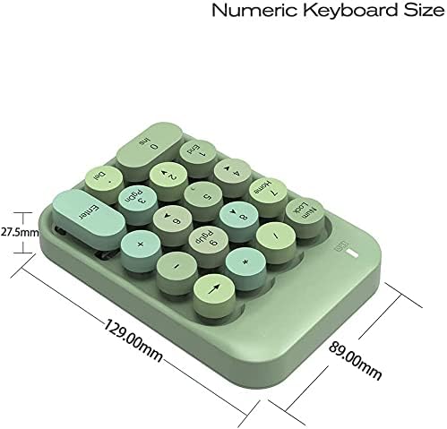 FELICON Wireless Numeric Keypad 18 Keys with 2.4G Mini Portable Silent Number Pad USB Receiver Financial Accounting Keyboard Extensions for Laptop Desktop PC Pro(Green Mix)