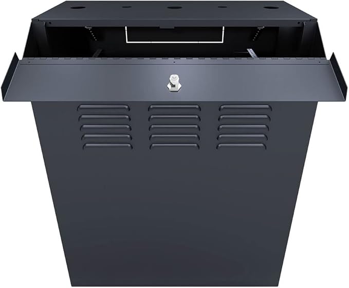 NavePoint 8U Vertical Server Rack Enclosure, Low Profile, 23.6" Deep, Max Weight Capacity 132lbs - 8U Network Cabinet Vertical Wall Mount, Perforated, Black