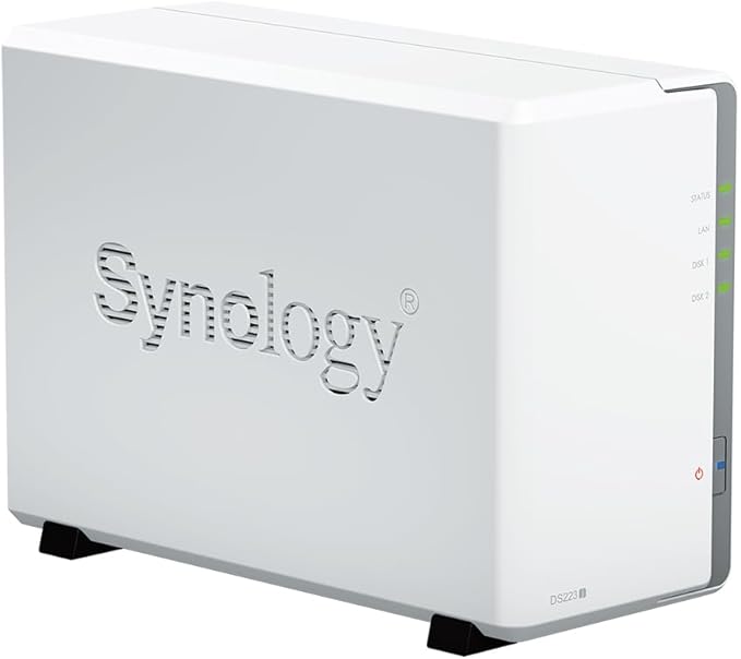 Synology DiskStation DS223j NAS Server with RTD1619B 4-Core 1.7GHz CPU, 1GB Memory, 8TB SSD Storage, 1 x 1GbE LAN Port, DSM Operating System