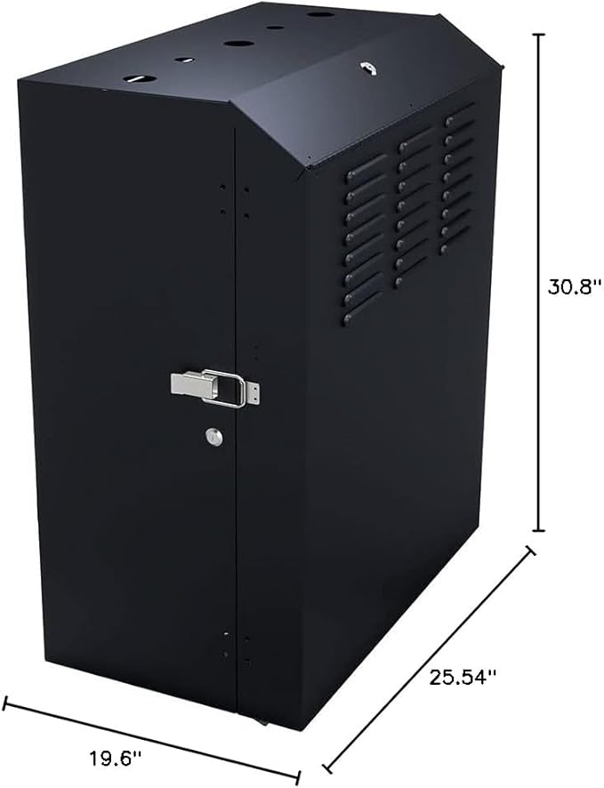 NavePoint 8U Vertical Server Rack Enclosure, Low Profile, 19.6" Deep, Max Weight Capacity 132lbs - 8U Network Cabinet Vertical Wall Mount, Perforated, Black