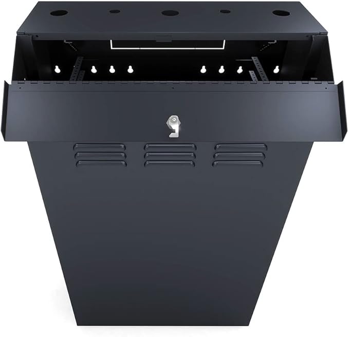 NavePoint 6U Vertical Server Rack Enclosure, Low Profile, 35.4" Deep, Max Weight Capacity 132lbs - 6U Network Cabinet Vertical Wall Mount, Perforated, Black