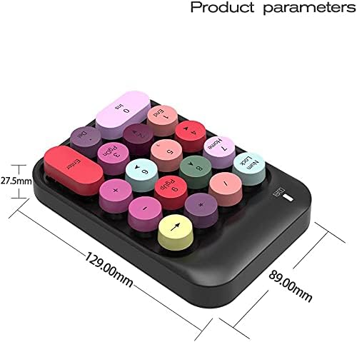 FELICON Wireless Numeric Keypad 18 Keys with 2.4G Mini Portable Silent Number Pad USB Receiver Financial Accounting Keyboard Extensions for Laptop Desktop PC Pro(Black Mix)
