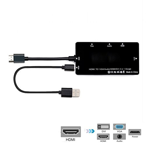 chenyang HDMI to VGA & Audio & HDMI & DVI 4in1 Dongle Adapter Multiport Splitter Converter for PS3 HDTV PC Monitor Projector