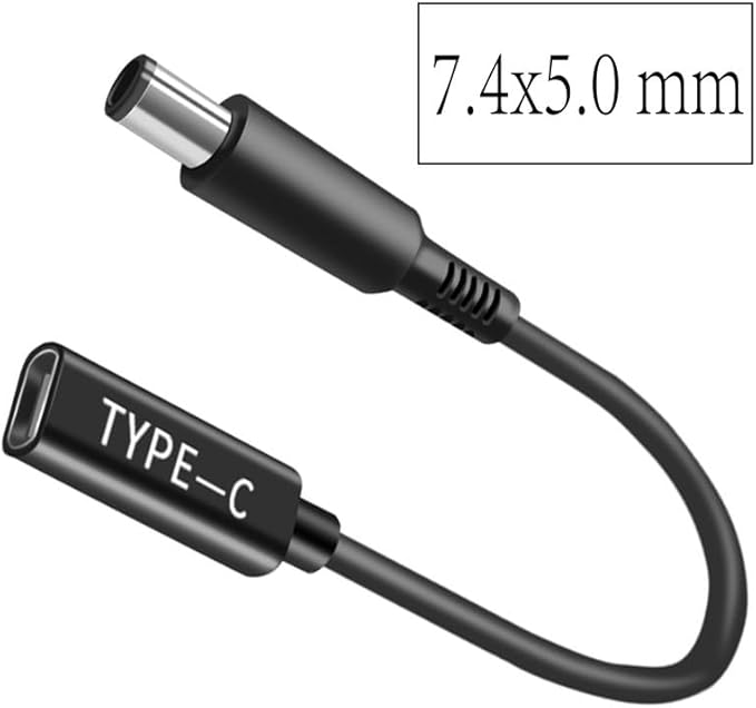 7.4x5.0mm Male Adaptor to USB C Female Cable, Male to DC Female 12V 19V 20V Adapter, 5.0mm to USB C Adapter Made for Dell Latitude Laptop Series