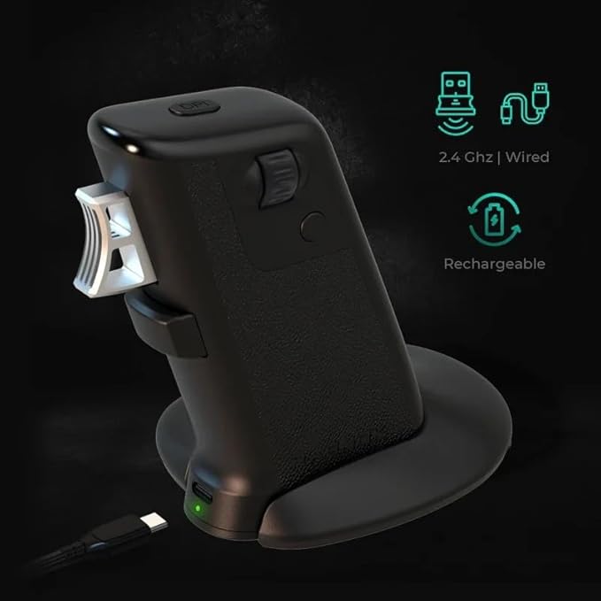 FireGrip Gun Mouse for Shooter Games — Vertical Pistol Grip Design, Vibration Feedback, 2.4G Wireless & Wired, Programmable Buttons for FPS Gaming