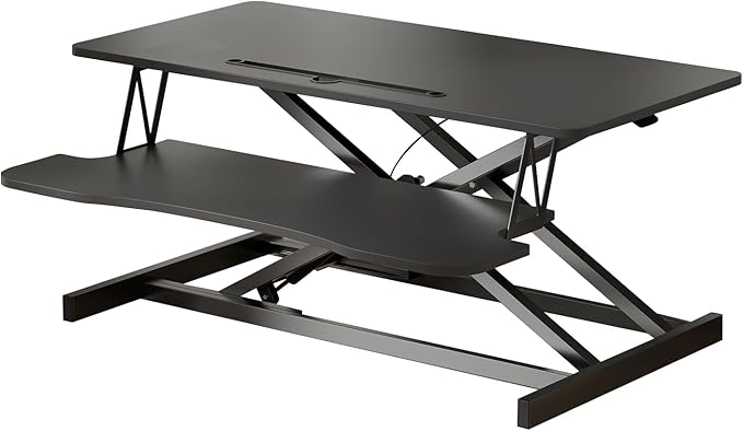 AQQHSAIN Standing Desk Converter 36 Inch Wide Sit to Stand Converter Desk Height Adjustable Riser with Keyboard Tray Laptop and Dual Monitor Desktop Workstation Riser for Home Office Computer