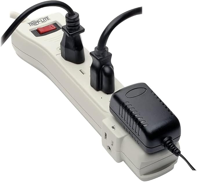 Eaton Tripp Lite Series SUPER7 Flat Plug Power Strip Surge Protector, 7 Outlets, 7ft Extension Cord, 2160 Joules, UL Listed & Certified, White, Lifetime Manufacturer's Warranty & $75,000 Insurance