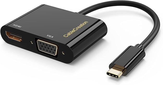 CableCreation 2 Pack USB C to HDMI & VGA Adapter - Type C Multiport Adapter Compatible with iPhone 15 Plus/15 Pro Max, Galaxy S22 Ultra, MacBook Pro, XPS 13, iPad Pro 2020