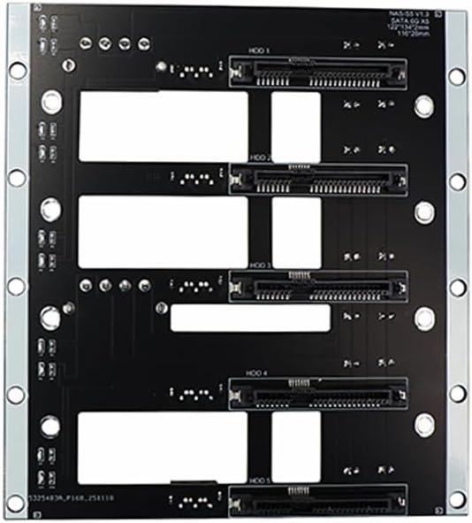 JMT NAS Chassis Adapter SATA 2.5/3.5 inch Hard Drive Backplane 6G High Speed Storage Server Backplane with SATA7P Interface (NAS-S 5Bay)