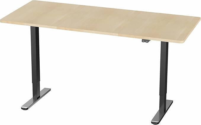 VIVO Electric 71 x 30 inch Stand Up Desk, Height Adjustable, Light Wood Top Black Frame, Home and Office Furniture Sets, DESK-KIT-0B7C