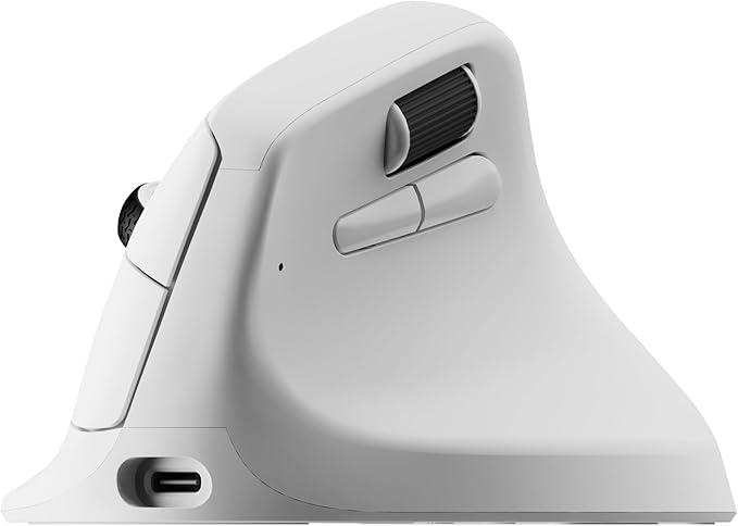 Keychron M5 Wireless Ergonomic Mouse, 8000Hz Tri-Mode 2.4 GHz/Bluetooth 5.1/Wired, PixArt 3950 Sensor, 30000 DPI, Ergonomic Lightweight Programmable Macro Button for Windows PC/Mac - White