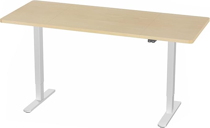 VIVO Electric 60 x 24 inch Stand Up Desk, Height Adjustable, Light Wood Top White Frame, Home and Office Furniture Sets, DESK-KIT-W06C