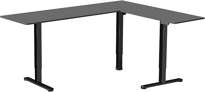 VIVO Corner Standing Desk, 84 x 63 inch Reversible L-Shaped Workstation, Electric Height Adjustment, Home, Office, and Reception Rooms, Black Table Top Black Frame, DESK-E3CTBB-84