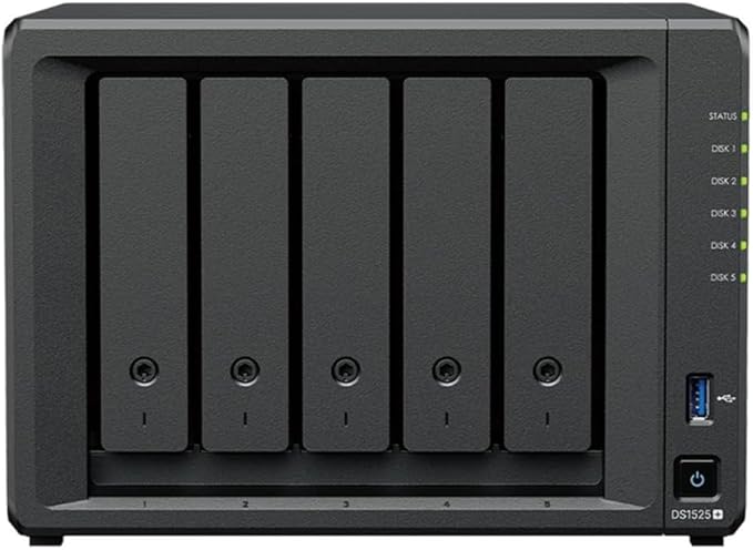 DiskStation DS1525+ 20TB Combo 5-Bay SATA NAS Server 5X 4TB Plus SATA HDDs 8GB RAM