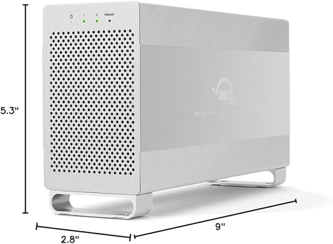 OWC Mercury Elite Pro 16TB 2 Bay RAID Enclosure with eSATA and USB 3.2 for Dual 3.5 inch HDD's, External Hard Drive Enclsoure for MAC and PC