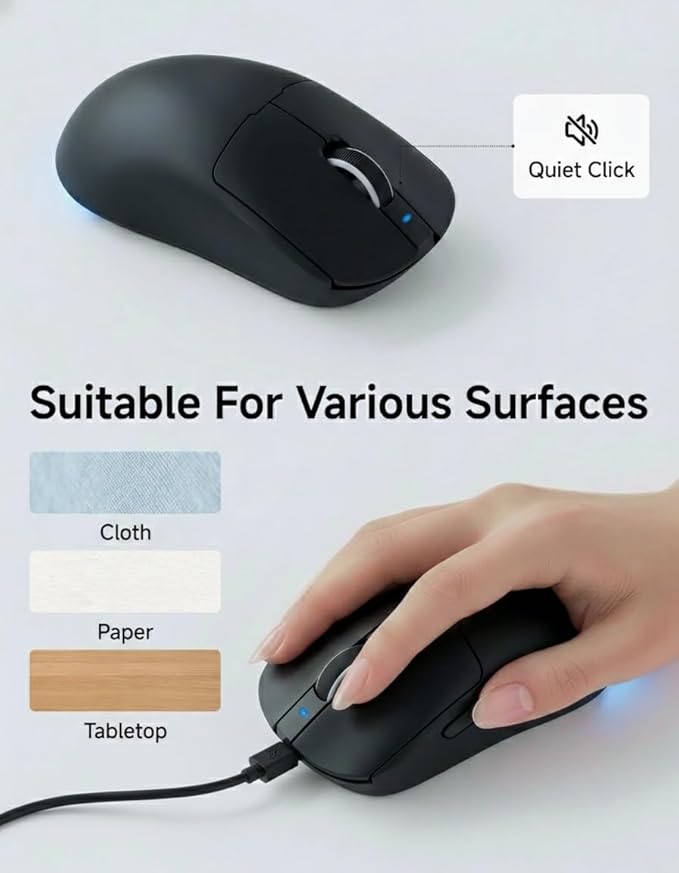 C98 Wired Keyboard and Mouse Combo, Wired Ergonomic Computer Keyboards with Wrist Palm, Double-Shot Keycaps, Silent RGB Backlight Quiet Keyboard for Windows/MAC/PC - Black