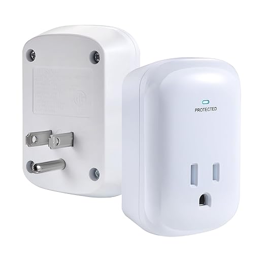 Single Surge Protector Plug, FiiMan ETL Listed Grounded Outlet Wall Tap Adapter with Indicator Light,1-Outlet,2200 Joules/15A/1875W, White, 1Pack