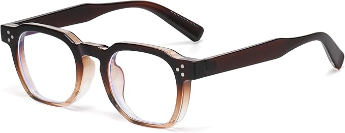 AIEYEZO Retro Blue Light Glasses for Men Women Square Thick Framed Eyeglasses Trendy Vintage Computer Glasses