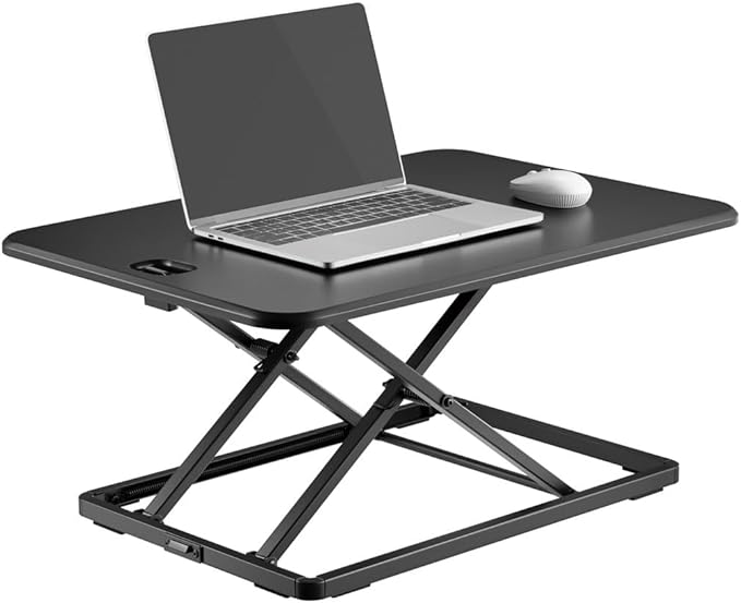 Monoprice Ultra-Slim Single Top Height Adjustable Compact Sit-Stand 26-Inch Desk Converter Riser, Compact Sit Stand Desktop Converter for Monitor or Laptop, Black