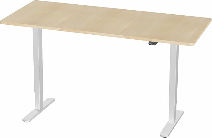 VIVO Electric 71 x 30 inch Stand Up Desk, Height Adjustable, Light Wood Top White Frame, Home and Office Furniture Sets, DESK-KIT-0W7C