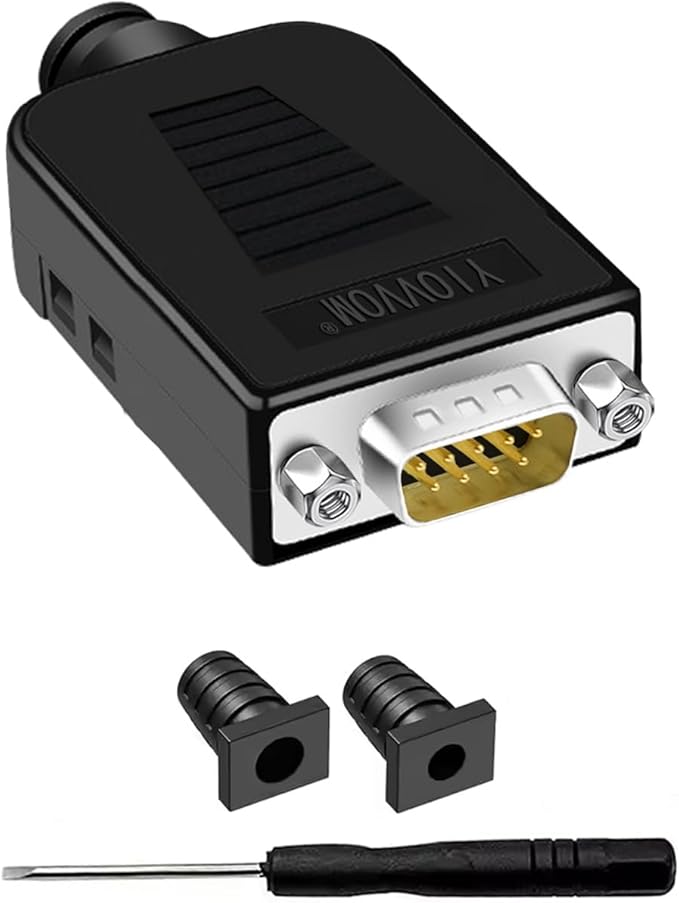 DB9 Breakout Connector, Male 9 pin RS232 connectors, Solderless D-SUB RS485 Serial Adapter Module Board with Screw Terminals, Case (Male Serial Adapter + Nut)