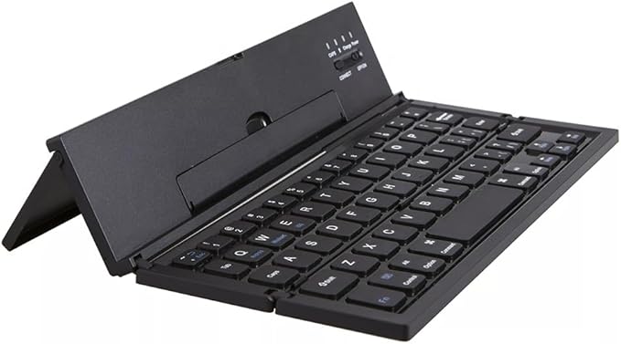 Mini Travel Wireless Keyboard Compatible with Apple iPhone 17/16/16E/16/ and Pro/Max/Plus Models Built-in Phone Holder/Stand-Ultra Slim Folding Rechargeable Full Size Keyboard!
