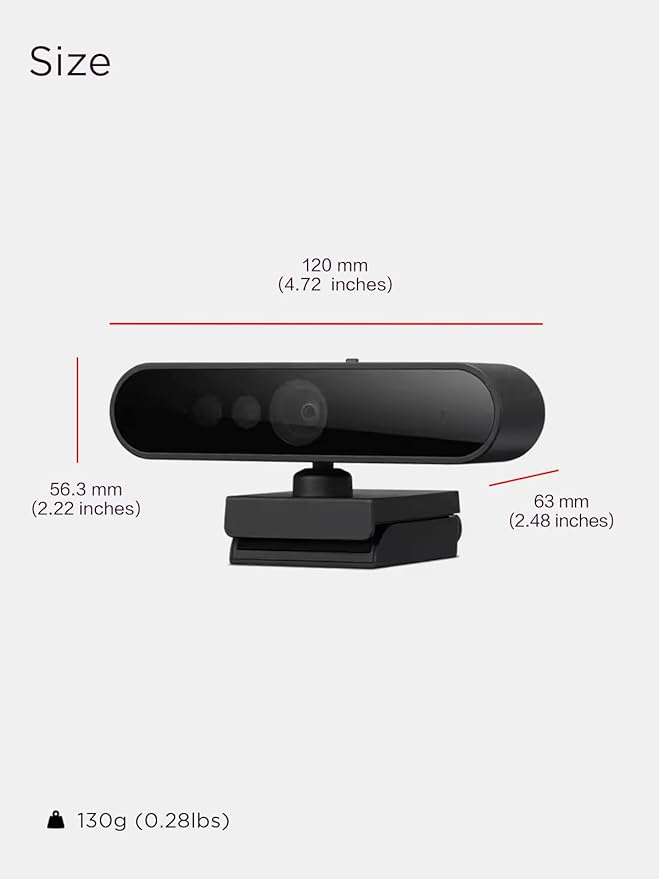 Lenovo Performance FHD 1080p Webcam USB-C,Log-on with Windows Hello, Dual Microphones, 95 Degree Lens and 4X Digital Zoom, Sliding Privacy Shutter, Black