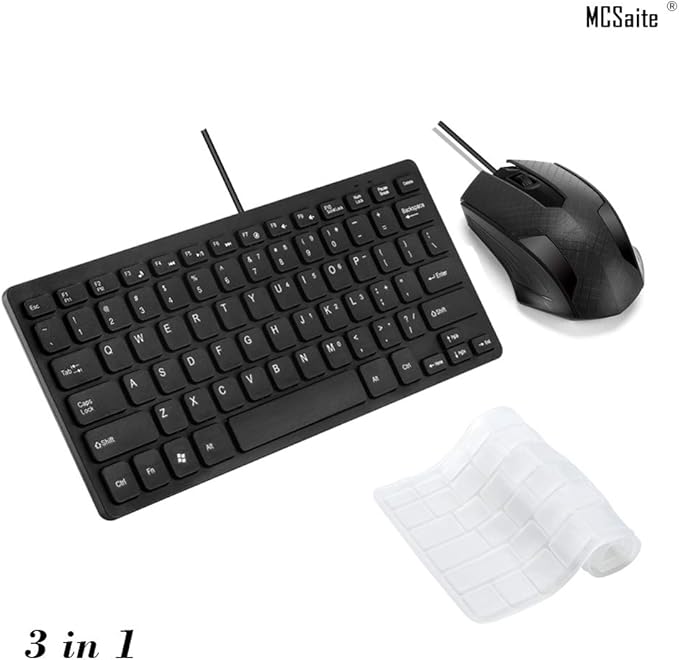 MCSaite Wired Mini Keyboard and Mouse Combo - with Keyboard Cover USB 60% Keyboard for Windows, PC, Laptop