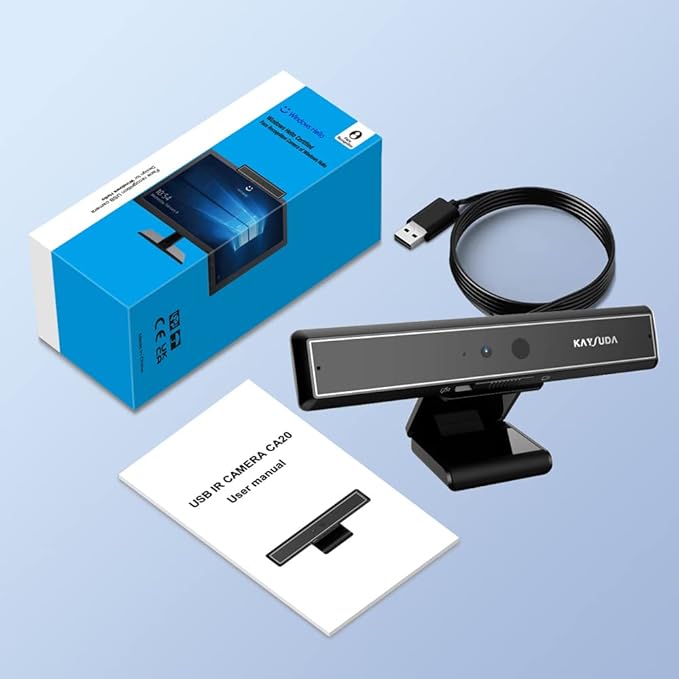 CA20 Face Recognition USB IR Camera for Windows Hello Windows 11, Web Camera Up to 1080P (Entry Level) with Dual Omnidirectional Microphone for Video Conference and Home Office