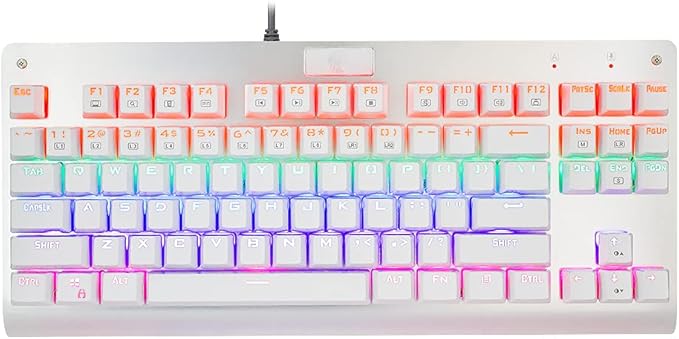 Granvela OUTEMU Brown Switches Mechanical Keyboard - Z-77 87-Key Tenkeyless | Rainbow LED Backlit | NKRO(N-Key Rollover) | Hot Swappable | Tenkeyless |Aluminium Panel -White