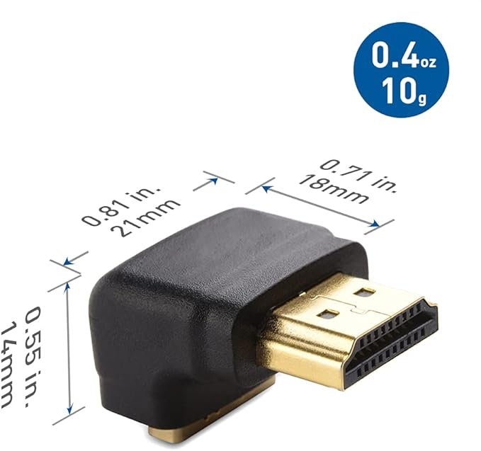 Cable Matters 2-Pack Right Angle HDMI Adapter (270 Degree HDMI Right Angle) with 4K and HDR Support