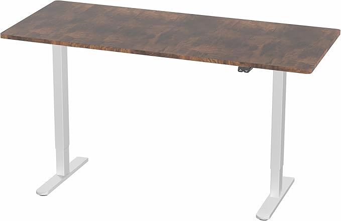 VIVO Electric 71 x 30 inch Stand Up Desk, Height Adjustable, Rustic Vintage Brown Top White Frame, Home and Office Furniture Sets, DESK-KIT-0W7N
