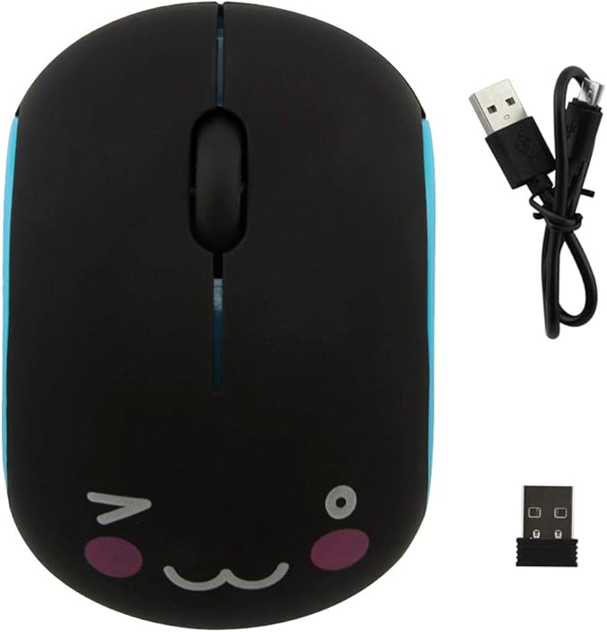 3C Light 2.4GHz Wireless Mini Rechargeable Optical Mouse - Cute, Silent, Portable, 3 Buttons, Cordless for Laptop, Desktop, PC, Notebook (Blue)