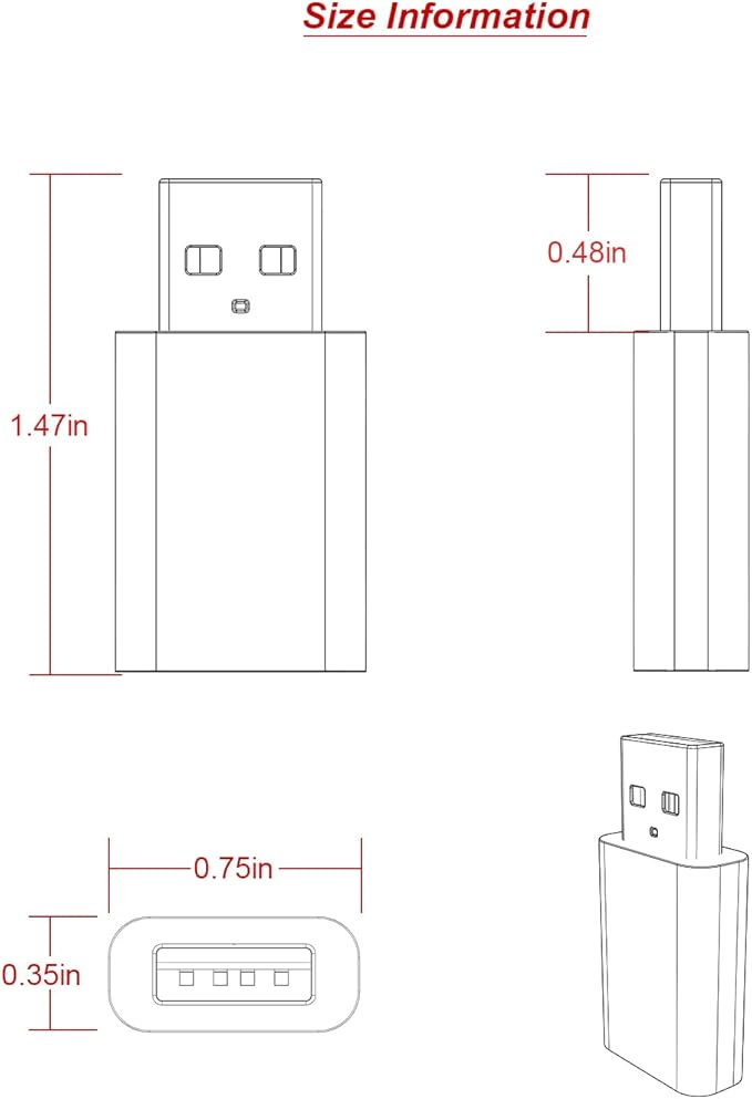 USB Male to USB-C Female Adapter,USB Type C to Type-A Charger Cable Converter for Apple Watch Series 10 9 8 7 SE Ultra,MagSafe Charger,iPhone 16 15 14 13 12 Pro Max