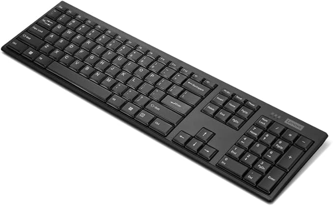 Lenovo 100 Wireless Compact Keyboard – Cordless Keyboard for PC & Laptop with Windows – Silent Keys – Full-Size Layout with Numeric Keypad – Plug & Play USB Receiver – Portable, Black