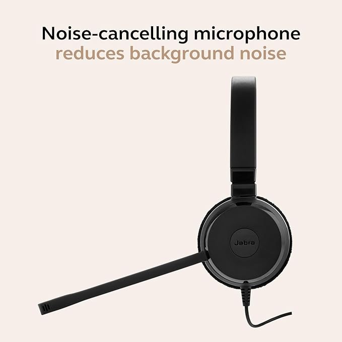 Jabra Evolve 30 II (2025 Edition) Wired Dual-Ear Headset with Mic - 3.5mm Jack or USB-A/USB-C Connectivity, Noise-Canceling Microphone, Works with Online Meeting Platforms - Black
