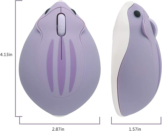 elec Space Cute Animal Hamster Shape Wireless Mouse - Silent, 3-Button Design for Laptop & PC; Includes Random Color Cable Clip - Perfect Computer Mouse(Purple)