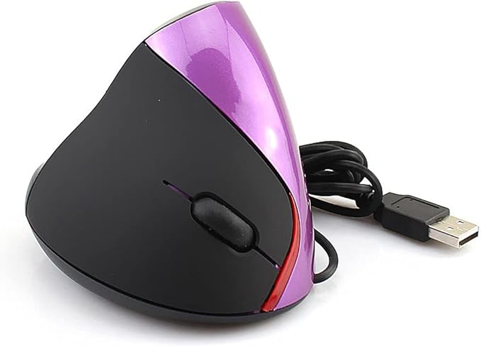 Wired Vertical Mouse, Ergonomic Design Laptop PC Computer Mouse, USB Corded Optical Mouse (Purple)