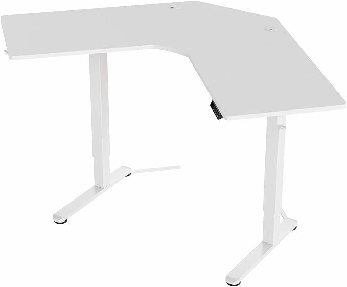 VIVO Electric Corner L-Shaped 47 x 47 in Standing Desk, Memory Height Adjustment, White Top White Frame, DESK-E1L94W