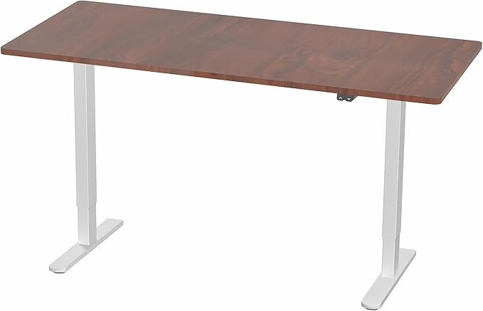 VIVO Electric 60 x 30 inch Stand Up Desk, Height Adjustable, Dark Walnut Top White Frame, Home and Office Furniture Sets, DESK-KIT-0W6D