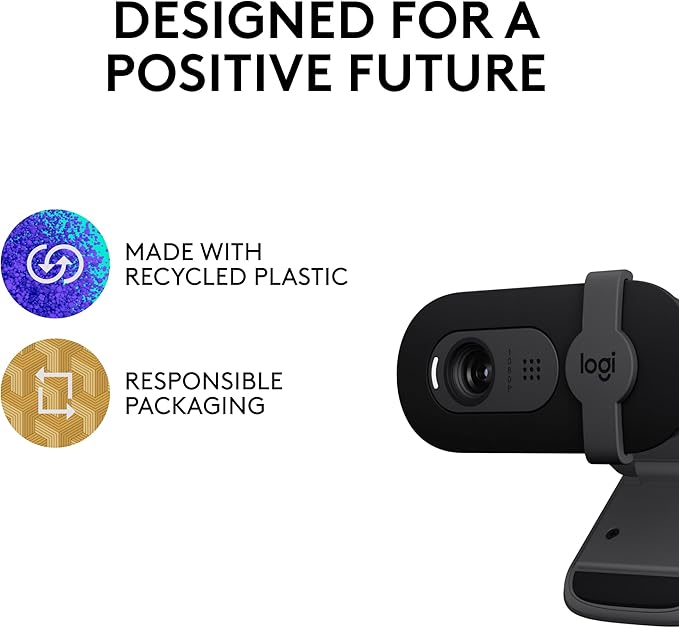 Logitech Brio 101 Full HD 1080p Webcam for Meetings,Streaming,Desktop,Laptop,PC - Built-in Mic,Shutter,Works with Zoom,Microsoft Teams,Nintendo Switch 2’s New GameChat Mode,USB-A,-Black,(Pack of 4)