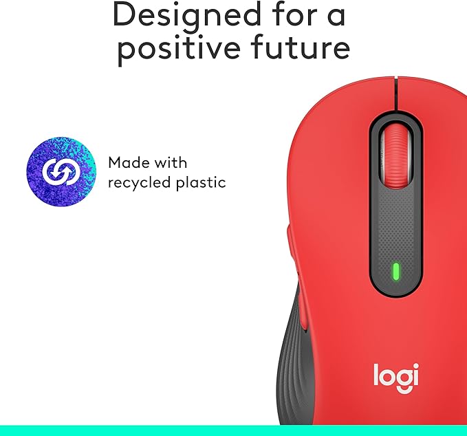 Logitech Signature M650 L Full Size Wireless Mouse - for Large Sized Hands, 2-Year Battery, Silent Clicks, Customizable Side Buttons, Bluetooth, for PC/Mac/Multi-Device/Chromebook - Classic Red