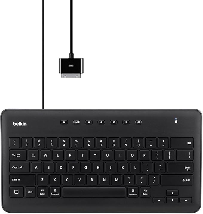 Belkin MFi Certified Secure Wired Keyboard with 30-Pin Connector for iPad 3/2 (B2B125)