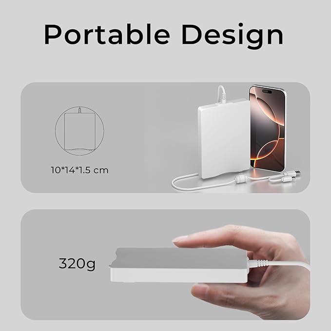 USB Floppy Drive, 3.5" External USB & Type-C Floppy Disc Reader, External Floppy Disk Drive Portable 1.44 MB Plug and Play FDD for PC Windows XP 7 8 10 11(White)