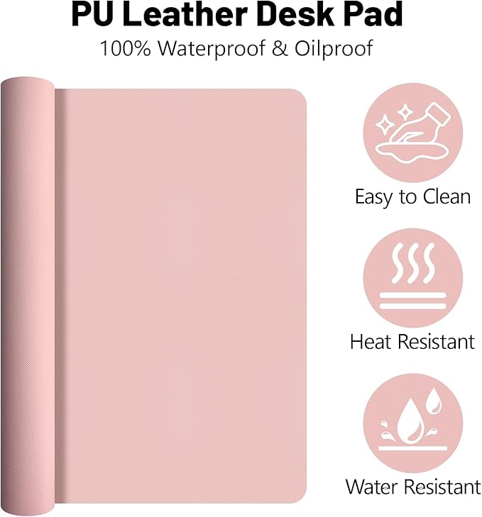 Desk Pad Mat Set,3-in-1 Large Mouse Pads with Wrist Rest and Keyboard Pad, Pink Desk Mats for Keyboards and Mouses, Ergonomic Keyboard and Mouse Mat Set for Office Home Decor, 35.4" x 16.9"