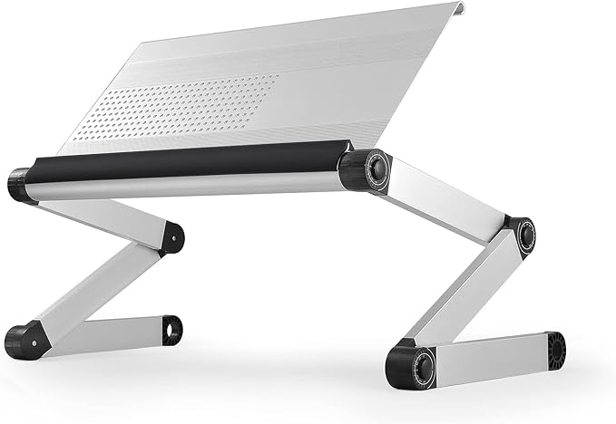 Uncaged Ergonomics WorkEZ Executive Adjustable Laptop Stand for Desk, Adjustable Height Foldable Aluminum Computer Stand, Cooling Laptop Holder, Notebook Computer Riser for Desk, Silver