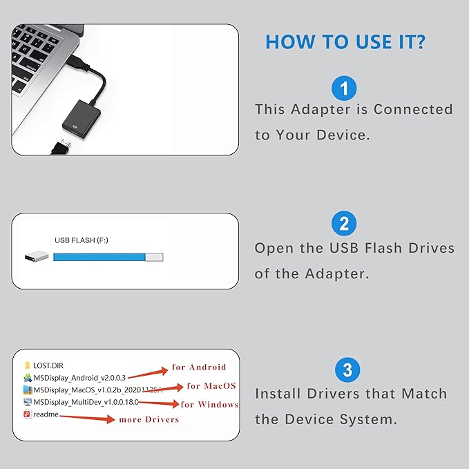 USB to HDMI Adapter for Monitor Windows 11/10 / 8, HDMI USB Converter for Laptop Mac MacBook pro, USB 3.0 USB 2.0 HDMI Cable Multiple Monitors for Desktop PC TV