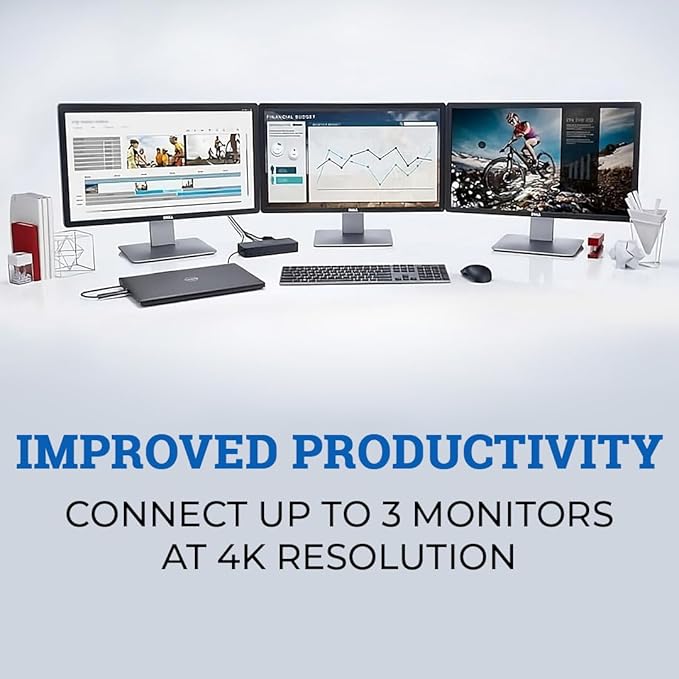 Crossery Dell D6000s Docking Station Bundle - Includes Universal Dell Dock Station, HDMI Cable, 130W Power Adapter & Microfiber Cloth, Compatible with USB-C, 4k Dual Monitor Support (Renewed)