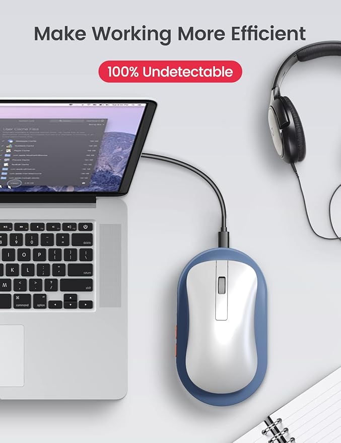 Vaydeer Ultra Slim Mouse Mover, Air 3 Mouse Jiggler with Adjustable Interval Timer, Undetectable & Noiseless, Simulates Realistic Movement, Driver-Free Shaker for Keeping The PC Active (Misty White)